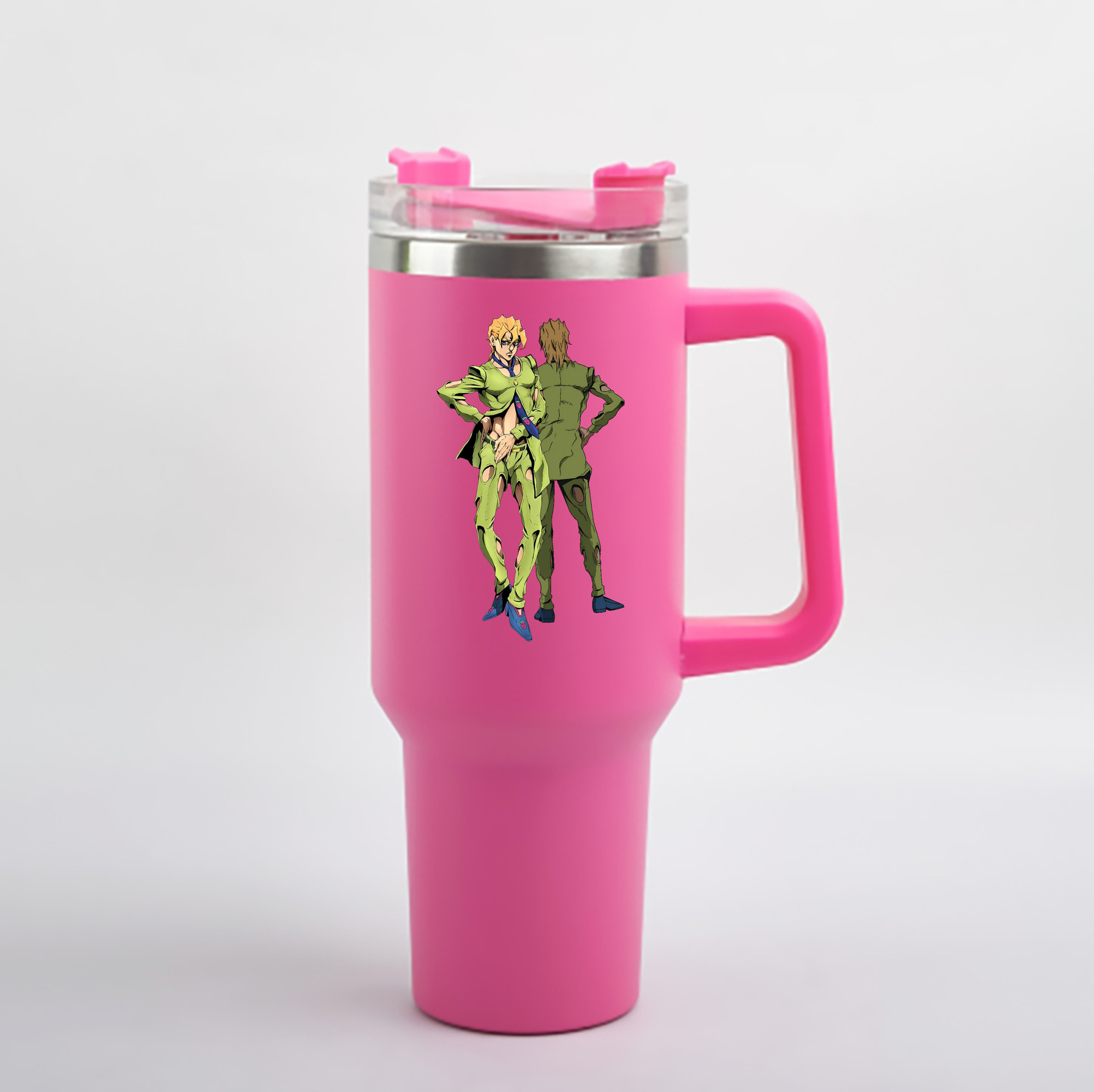 （画像用） ジョジョの奇妙な冒険 パンナコッタ?フー JoJo's Bizarre Adventure Pannacotta Fugo 1200mL車用タンブラー - クリスタルステッカー（プラスチックストロー付き）
